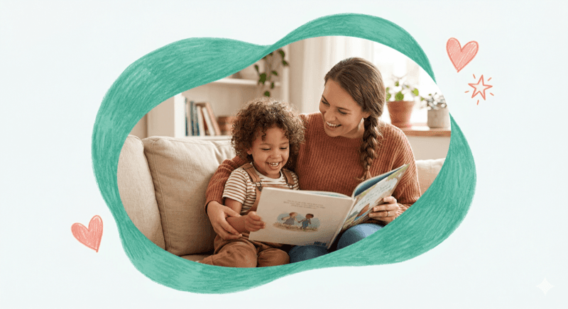 Parent relaxing with child